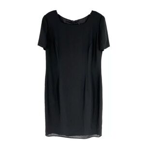 Vintage Ursula of Switzerland Dress Womens Size 12P Black Sheath Short Sleeve